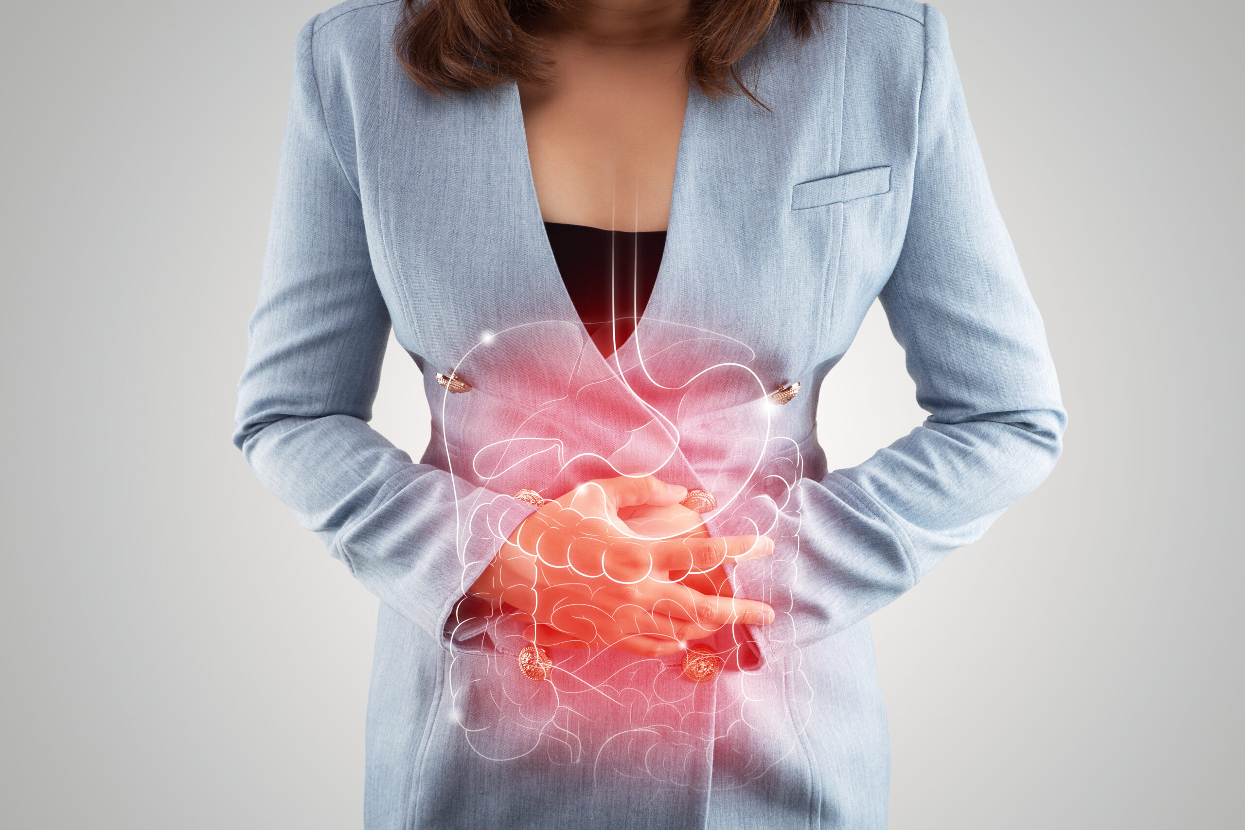 Woman with abdominal pain from gastroenteritis